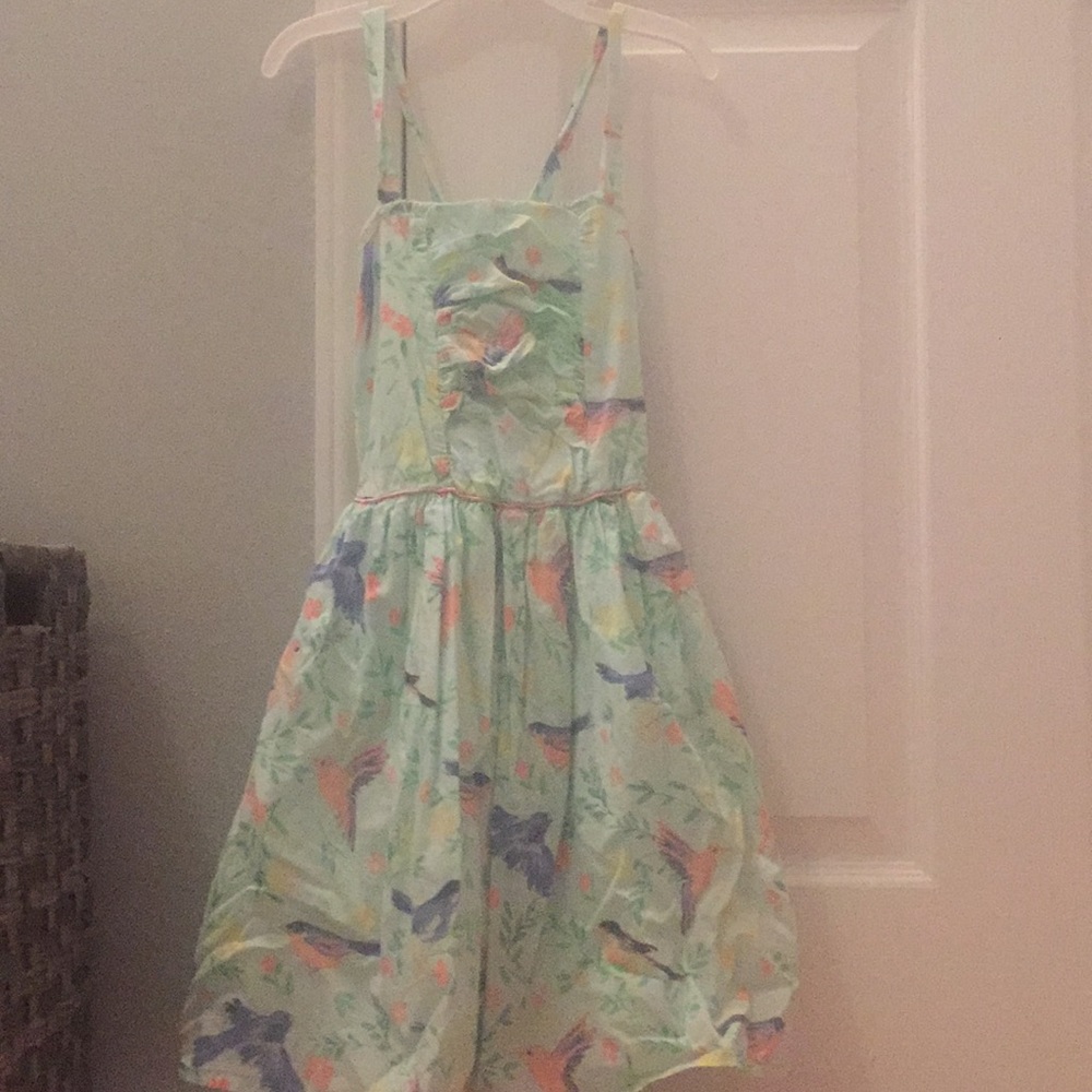 Teal bird spring dress